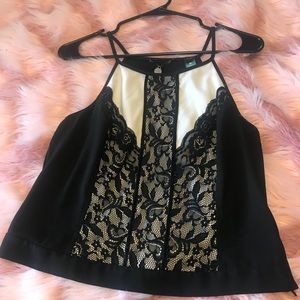 Black and white laced tank top